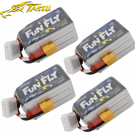 4X Tattu 1300mAh 100C 22.2V 6S Lipo Batería XT60 Enchufe Para FPV